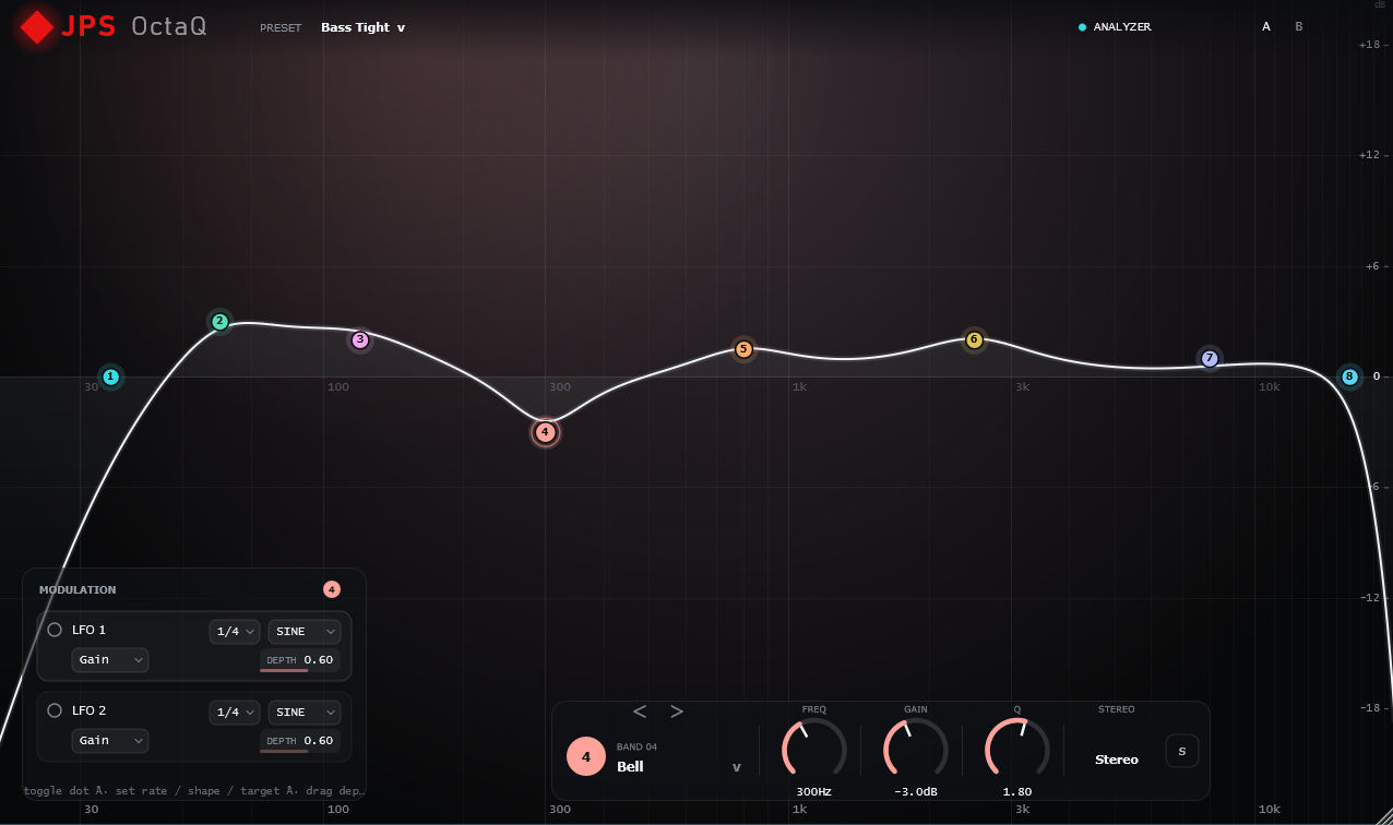 JPS OctaQ — 8-band EQ interface