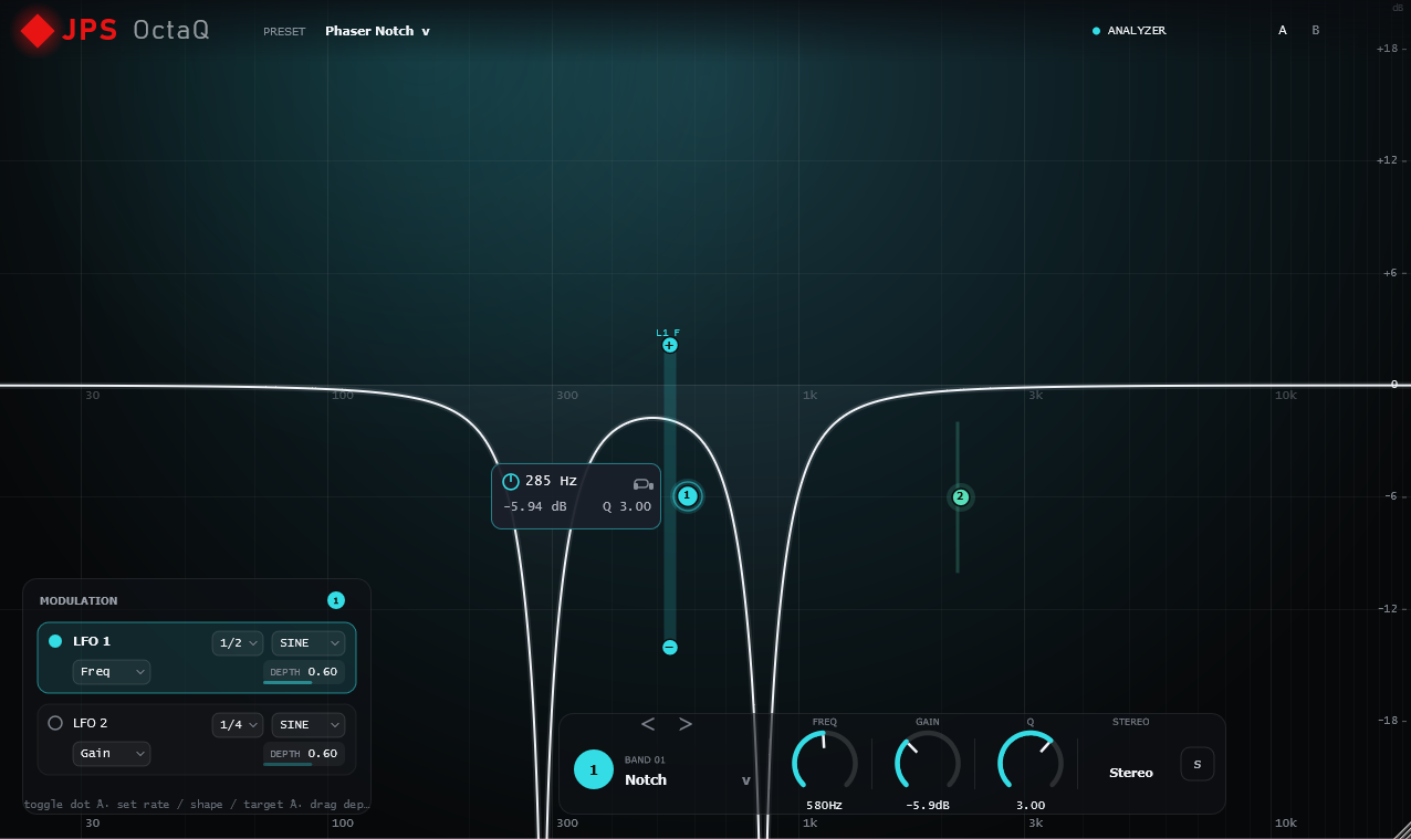 Phaser Notch preset — swept notches